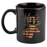 Whitetail Buck Deer Hunting Usa American Flag 11oz C Handle Ceramic Mug