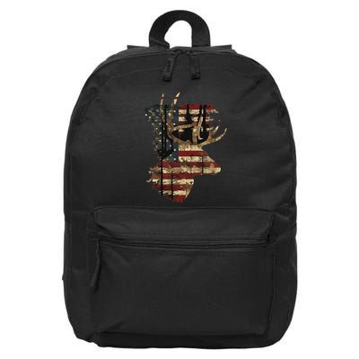 Whitetail Buck Deer Hunting Usa American Flag 16 in Basic Backpack