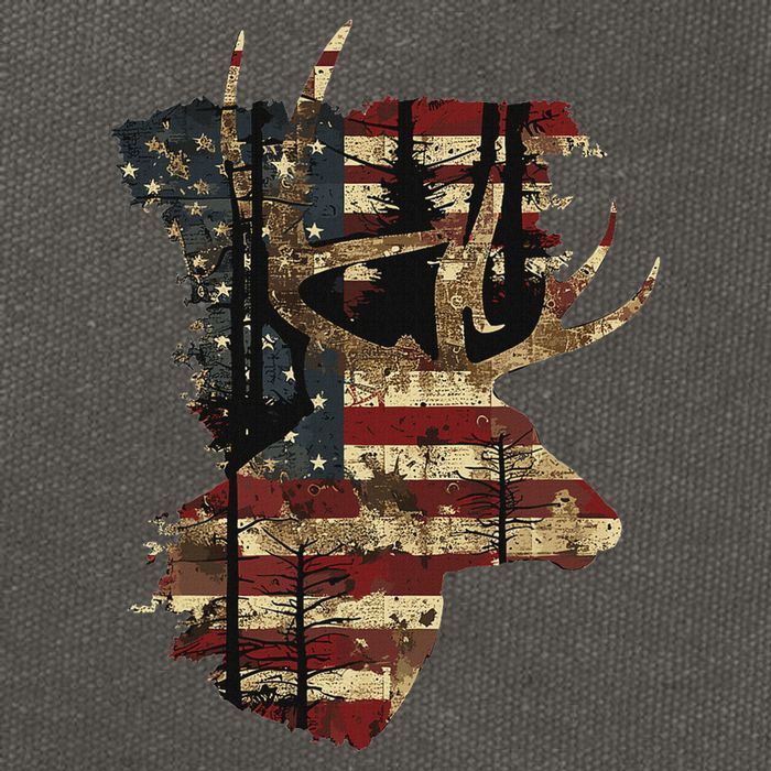 Whitetail Buck Deer Hunting Usa American Flag Cotton Canvas Backpack