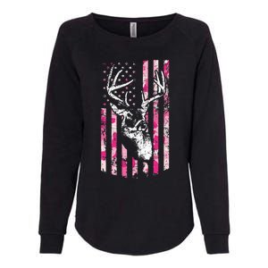 Whitetail Buck Deer Hunting Camo American Flag Womens California Wash Sweatshirt