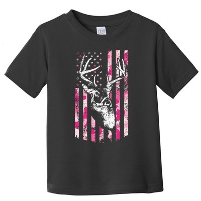 Whitetail Buck Deer Hunting Camo American Flag Toddler T-Shirt