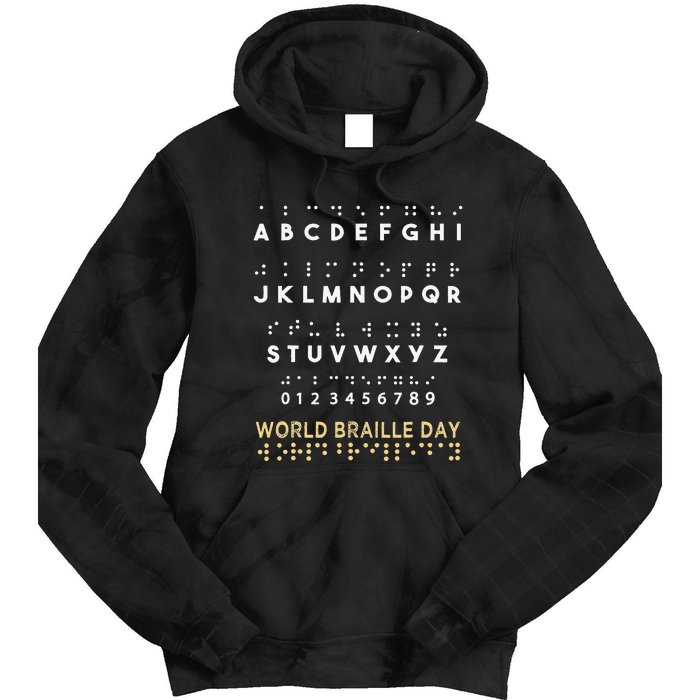 World Braille Day Blind Awareness Solidarity Tie Dye Hoodie