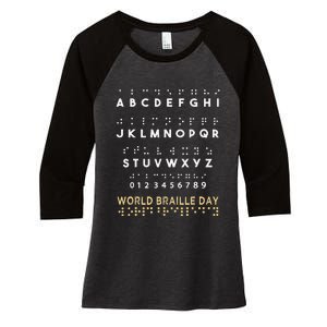 World Braille Day Blind Awareness Solidarity Women's Tri-Blend 3/4-Sleeve Raglan Shirt