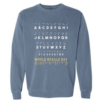 World Braille Day Blind Awareness Solidarity Garment-Dyed Sweatshirt