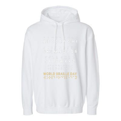 World Braille Day Blind Awareness Solidarity Garment-Dyed Fleece Hoodie