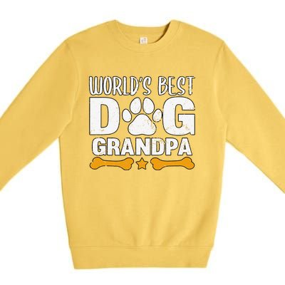 Worlds Best Dog Grandpa Puppy Grandfather Paw Fur Parent Premium Crewneck Sweatshirt