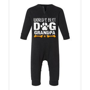 Worlds Best Dog Grandpa Puppy Grandfather Paw Fur Parent Infant Fleece One Piece