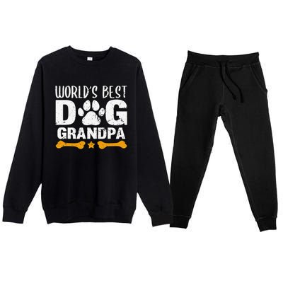 Worlds Best Dog Grandpa Puppy Grandfather Paw Fur Parent Premium Crewneck Sweatsuit Set