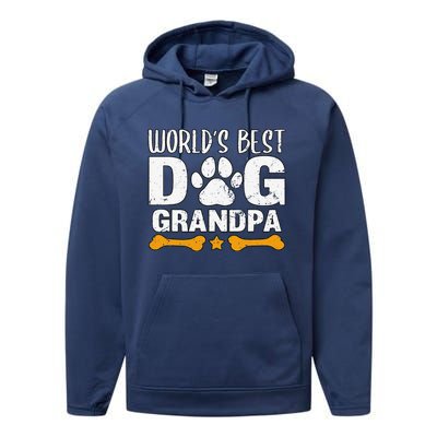 Worlds Best Dog Grandpa Puppy Grandfather Paw Fur Parent Performance Fleece Hoodie