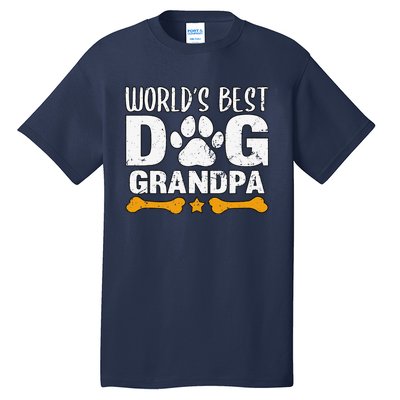 Worlds Best Dog Grandpa Puppy Grandfather Paw Fur Parent Tall T-Shirt