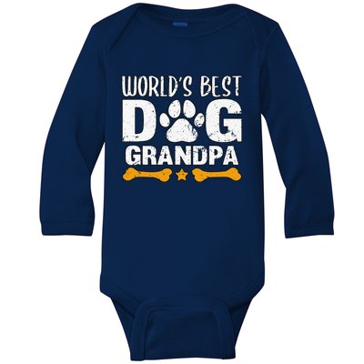 Worlds Best Dog Grandpa Puppy Grandfather Paw Fur Parent Baby Long Sleeve Bodysuit