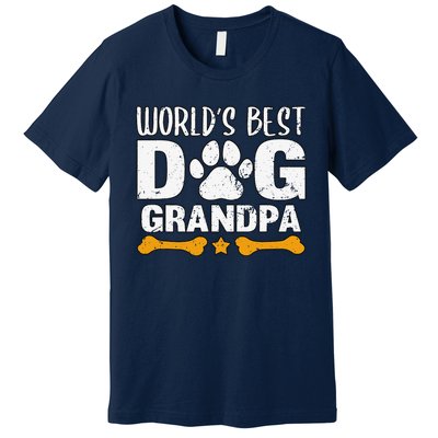 Worlds Best Dog Grandpa Puppy Grandfather Paw Fur Parent Premium T-Shirt