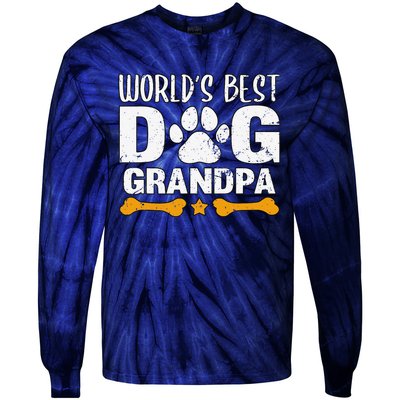 Worlds Best Dog Grandpa Puppy Grandfather Paw Fur Parent Tie-Dye Long Sleeve Shirt