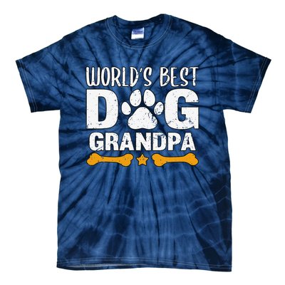 Worlds Best Dog Grandpa Puppy Grandfather Paw Fur Parent Tie-Dye T-Shirt