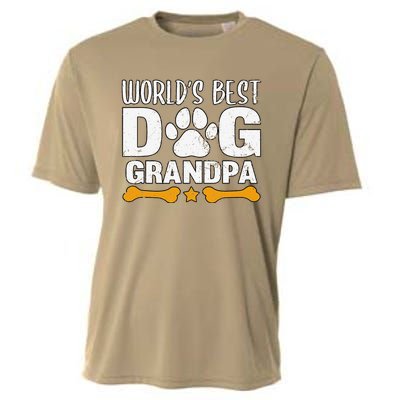 Worlds Best Dog Grandpa Puppy Grandfather Paw Fur Parent Cooling Performance Crew T-Shirt