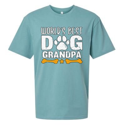 Worlds Best Dog Grandpa Puppy Grandfather Paw Fur Parent Sueded Cloud Jersey T-Shirt