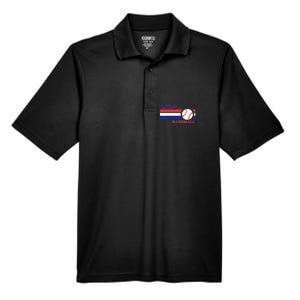 Wo Ball Dad Love USA Professional Baseball American Flag Themed V-Neck Men's Origin Performance Pique Polo