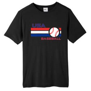 Wo Ball Dad Love USA Professional Baseball American Flag Themed V-Neck Tall Fusion ChromaSoft Performance T-Shirt