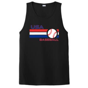 Wo Ball Dad Love USA Professional Baseball American Flag Themed V-Neck PosiCharge Competitor Tank