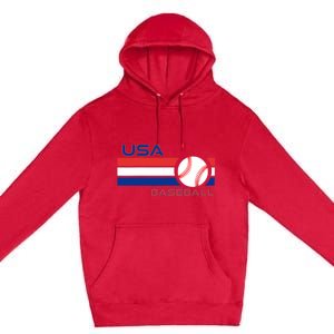 Wo Ball Dad Love USA Professional Baseball American Flag Themed V-Neck Premium Pullover Hoodie