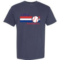 Wo Ball Dad Love USA Professional Baseball American Flag Themed V-Neck Garment-Dyed Heavyweight T-Shirt