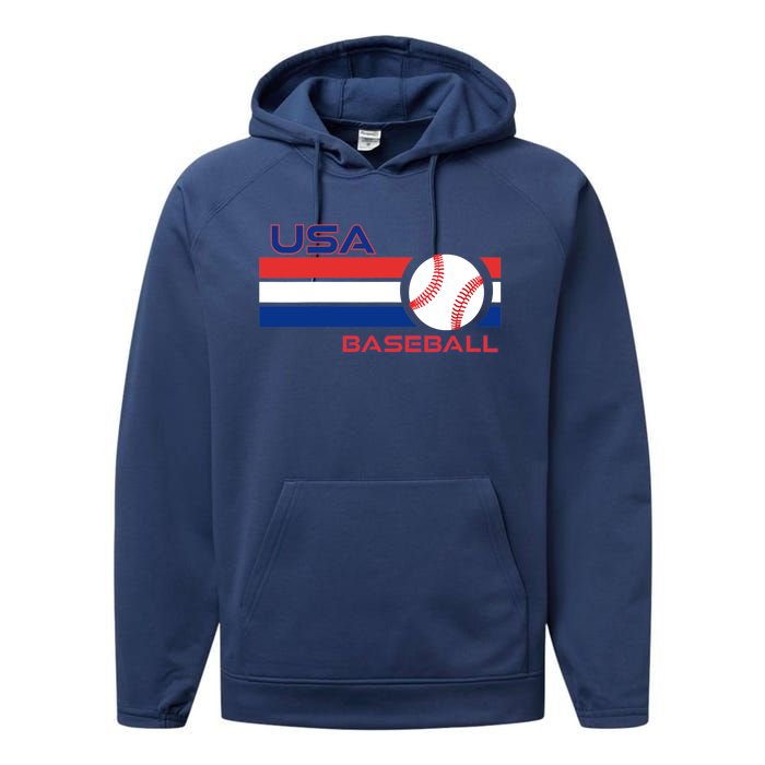 Wo Ball Dad Love USA Professional Baseball American Flag Themed V-Neck Performance Fleece Hoodie