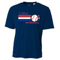 Wo Ball Dad Love USA Professional Baseball American Flag Themed V-Neck Cooling Performance Crew T-Shirt