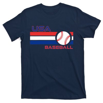 Wo Ball Dad Love USA Professional Baseball American Flag Themed V-Neck T-Shirt