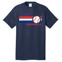 Wo Ball Dad Love USA Professional Baseball American Flag Themed V-Neck Tall T-Shirt