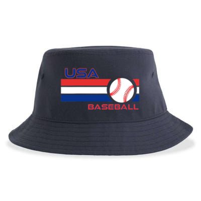 Wo Ball Dad Love USA Professional Baseball American Flag Themed V-Neck Sustainable Bucket Hat