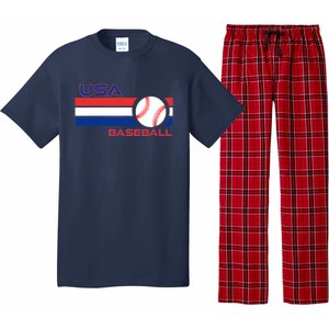 Wo Ball Dad Love USA Professional Baseball American Flag Themed V-Neck Pajama Set