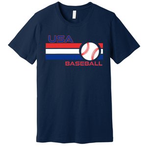 Wo Ball Dad Love USA Professional Baseball American Flag Themed V-Neck Premium T-Shirt