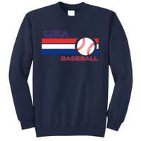 Wo Ball Dad Love USA Professional Baseball American Flag Themed V-Neck Tall Sweatshirt