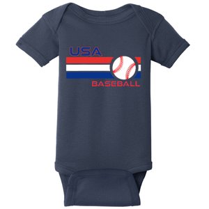 Wo Ball Dad Love USA Professional Baseball American Flag Themed V-Neck Baby Bodysuit