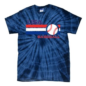 Wo Ball Dad Love USA Professional Baseball American Flag Themed V-Neck Tie-Dye T-Shirt