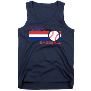 Wo Ball Dad Love USA Professional Baseball American Flag Themed V-Neck Tank Top