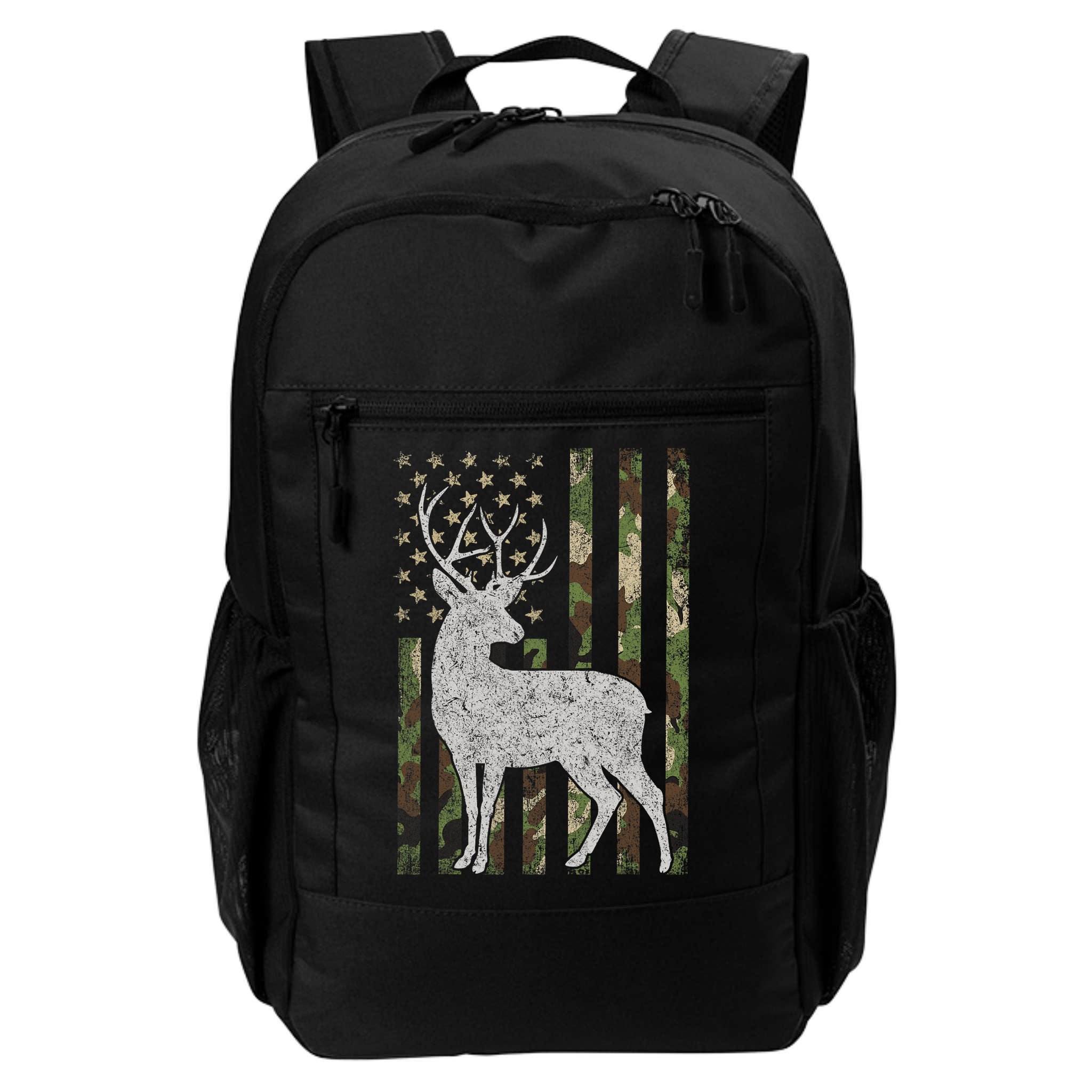 Whitetail Buck Deer Hunting American Camouflage USA Flag Backpack