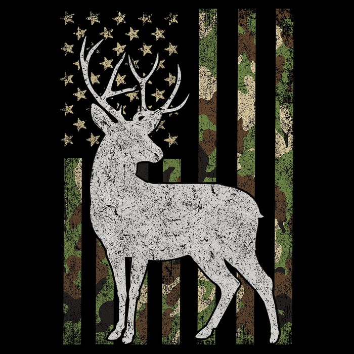 Whitetail Buck Deer Hunting American Camouflage USA Flag Button
