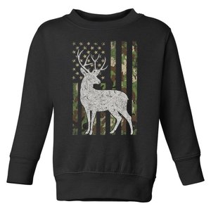 Whitetail Buck Deer Hunting American Camouflage USA Flag Toddler Sweatshirt