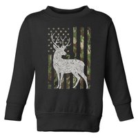 Whitetail Buck Deer Hunting American Camouflage USA Flag Toddler Sweatshirt