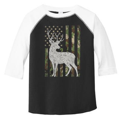 Whitetail Buck Deer Hunting American Camouflage USA Flag Toddler Fine Jersey T-Shirt