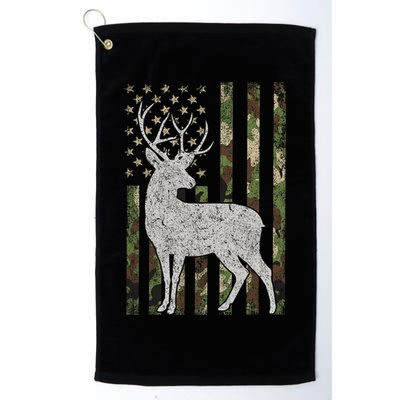 Whitetail Buck Deer Hunting American Camouflage USA Flag Golf Towel