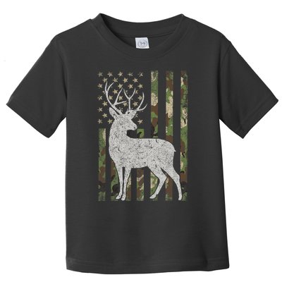 Whitetail Buck Deer Hunting American Camouflage USA Flag Toddler T-Shirt