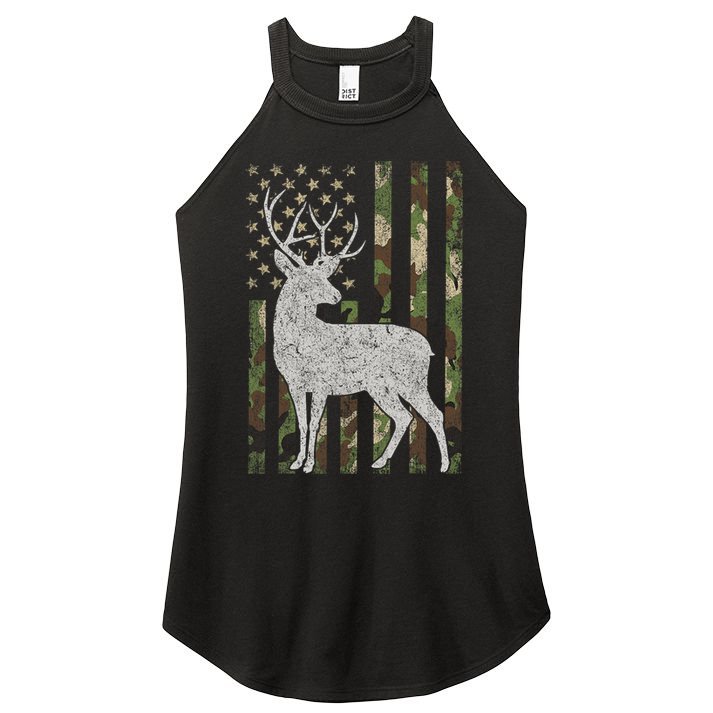 Whitetail Buck Deer Hunting American Camouflage USA Flag Women's Perfect Tri Rocker Tank