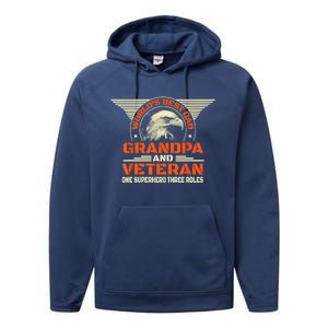 Worlds Best Dad Grandpa And Veteran Fathers Day Superhero Performance Fleece Hoodie