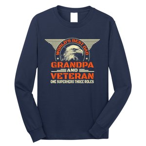 Worlds Best Dad Grandpa And Veteran Fathers Day Superhero Long Sleeve Shirt