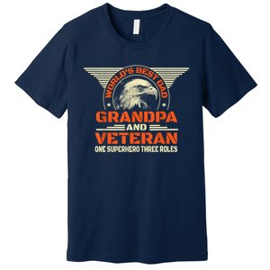 Worlds Best Dad Grandpa And Veteran Fathers Day Superhero Premium T-Shirt