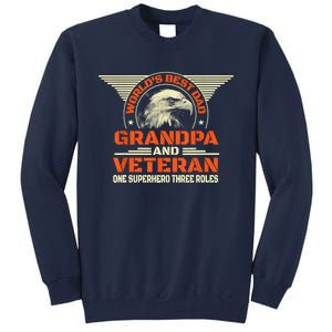 Worlds Best Dad Grandpa And Veteran Fathers Day Superhero Tall Sweatshirt