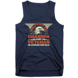 Worlds Best Dad Grandpa And Veteran Fathers Day Superhero Tank Top