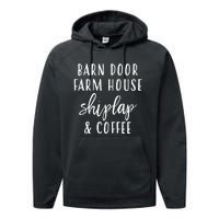 Womens Barn Door Farmhouse Shiplap & Coffee Performance Fleece Hoodie